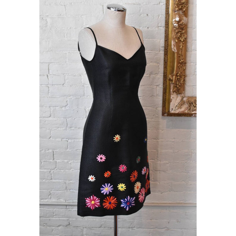 Y2K Moschino Jeans Textured Sundress with Raffia Flowers image 5