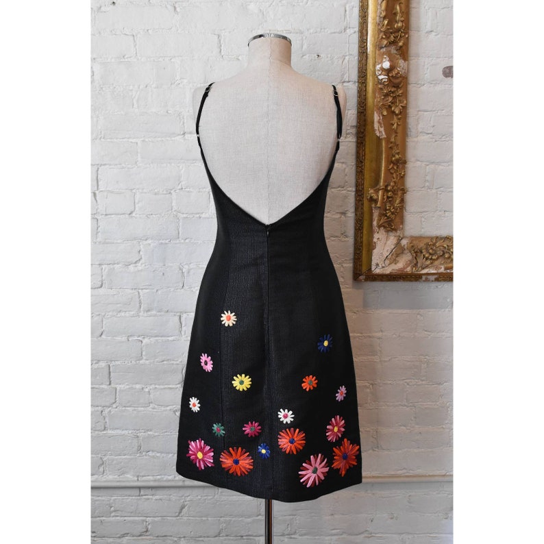 Y2K Moschino Jeans Textured Sundress with Raffia Flowers image 6