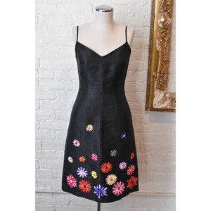 Y2K Moschino Jeans Textured Sundress with Raffia Flowers image 3