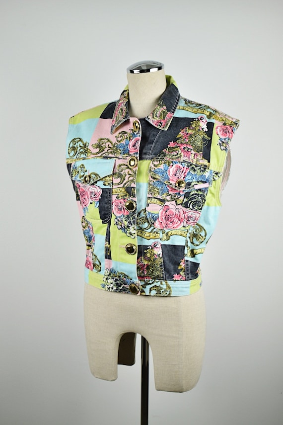 Vintage 1990's Jordache Colorful Denim Vest