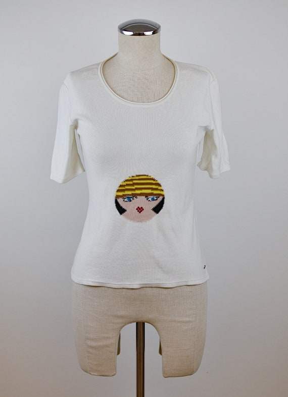 1990’s Vintage Sonia Rykiel Novelty Face Knit Top