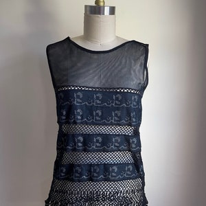 Vintage Moschino Embroidered Mesh and Crochet Top image 1