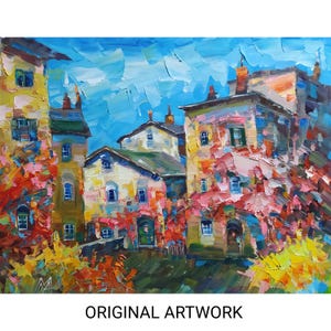 Italy Landscape Oil Painting: Cinque Terre Impressionist Impasto Art (11x14 inch)