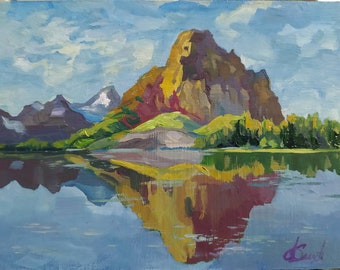 Canada Painting Mountain Lake Oil Painting: Impressionist Landscape Art Impasto Artistdmitryart