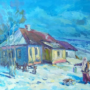 Huile paysagère ukrainienne. Peinture à l’huile ukrainienne originale. Toile de peinture à l’huile de paysage. Peinture à l’huile originale sur toile. Huile de paysage.
