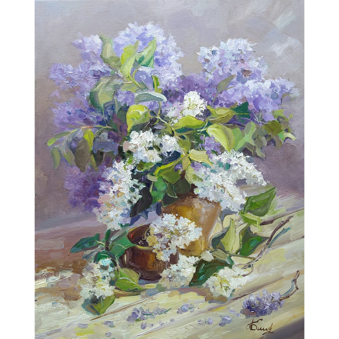 Original Lilac Still Life Lilacs Art Oil Painting on Canvas (20x16) - Etsy