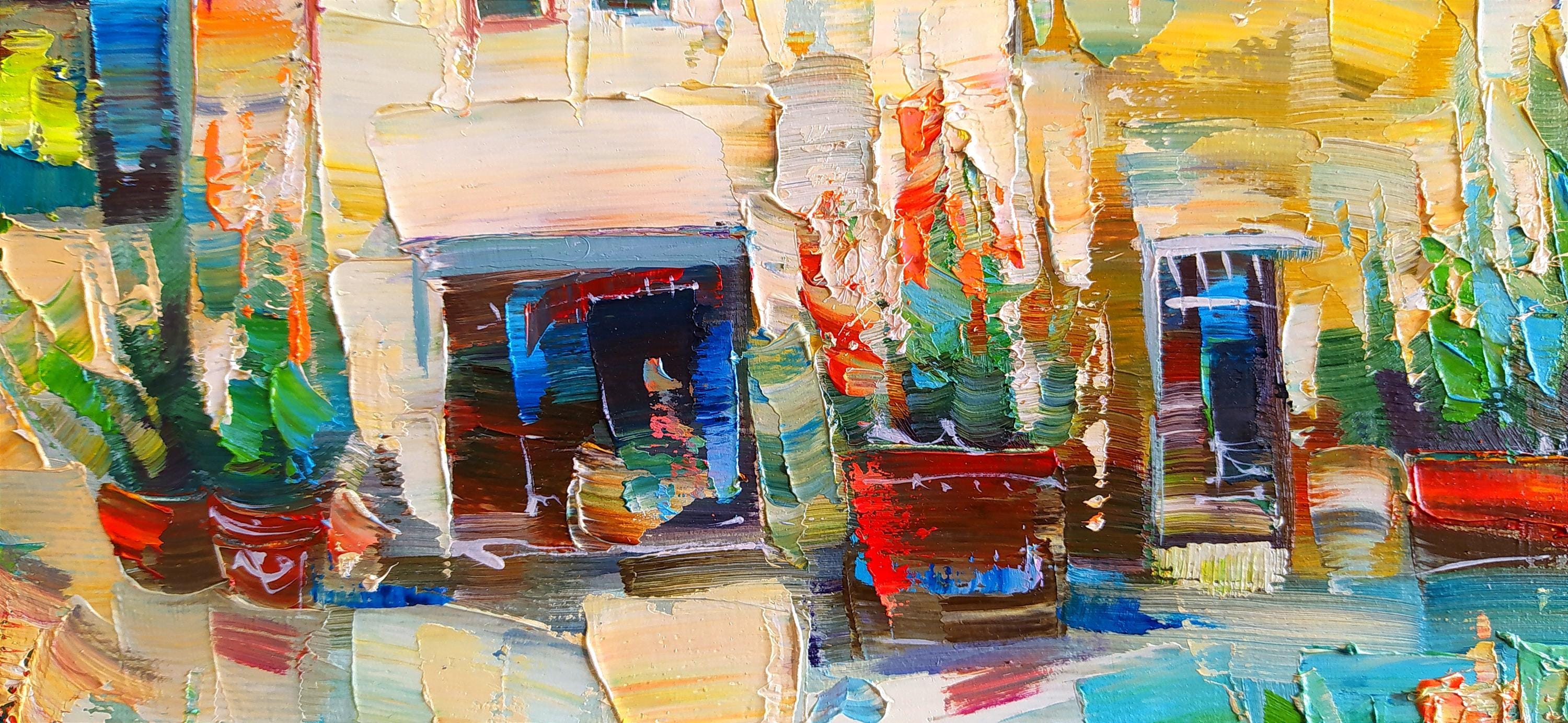 トスカーナの風景油絵：イタリア印象派キャンバス（12x16） - Etsy 日本