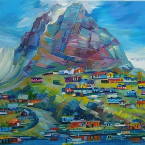 Norway digital print Digital file Digital print Norway oil painting Norwegian landscape Lfoten islands download Lofoten Islands oil painting