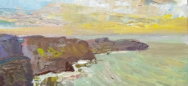 Cliffs of Moher Oil Painting Ireland Landscape Art Original Abstract ...
