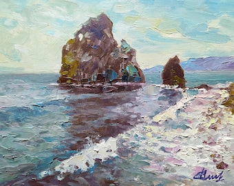 Madeira Painting Oil Painting Original Seascape Portugal Coast Impasto Art landscape  6*8 inch Artistdmitryart