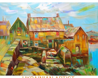 Lerwick Shetland Oil Painting: Scottish Island Impressionist Art (12x16)