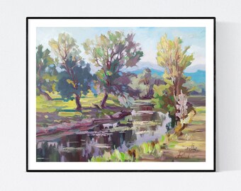 Aunumn art print. Oil painting print. Ukraine  landscape print. quality giclee