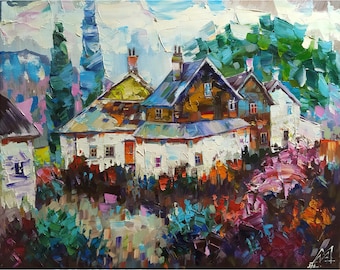 Scotland Painting On Canvas Original Landscape Oil Painting Impasto Art ArtistDmitryArt