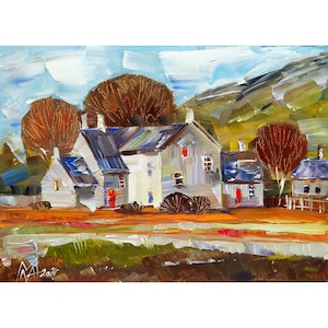 Ireland Oil Painting Original Artwork Original Art Landscape Impressionist Art Painting landscape Impasto Wall Art Cottagecore Decor 6*8 inc