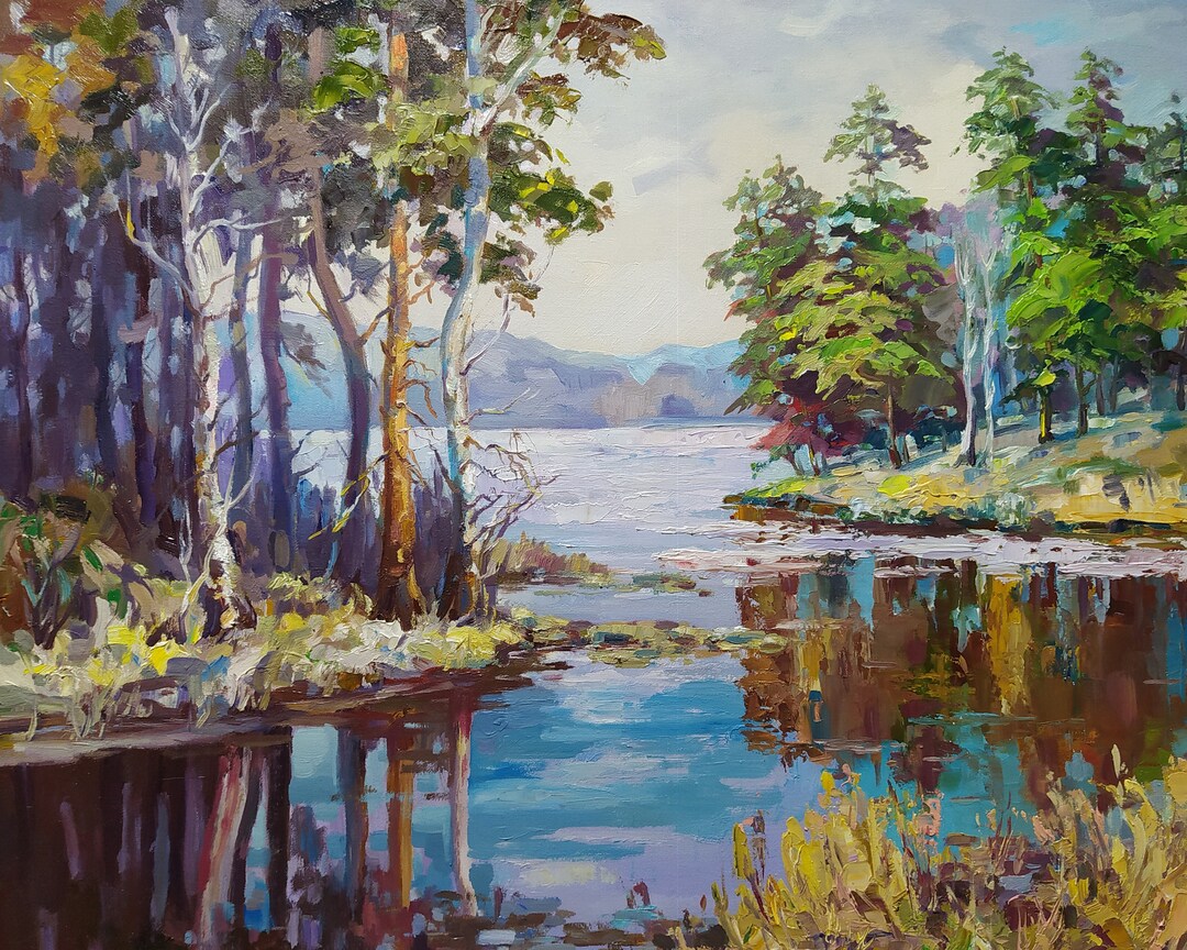 Original Oil Painting of a Lake and Forest on Lake Superior. 16 X 20 ...