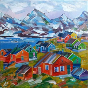 Ukraine Norwegen Ölgemälde auf Leinwand Original-Gemälde Ukrainischen Künstler Ukrainische Malerei