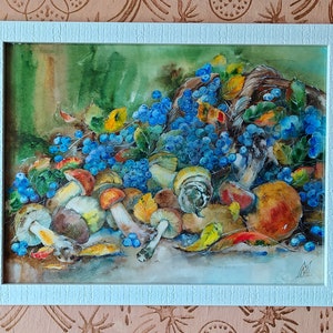 Watercolor paintings original art handmade. Fruit picture original framed. Original framed watercolor. NOT PRINT...
