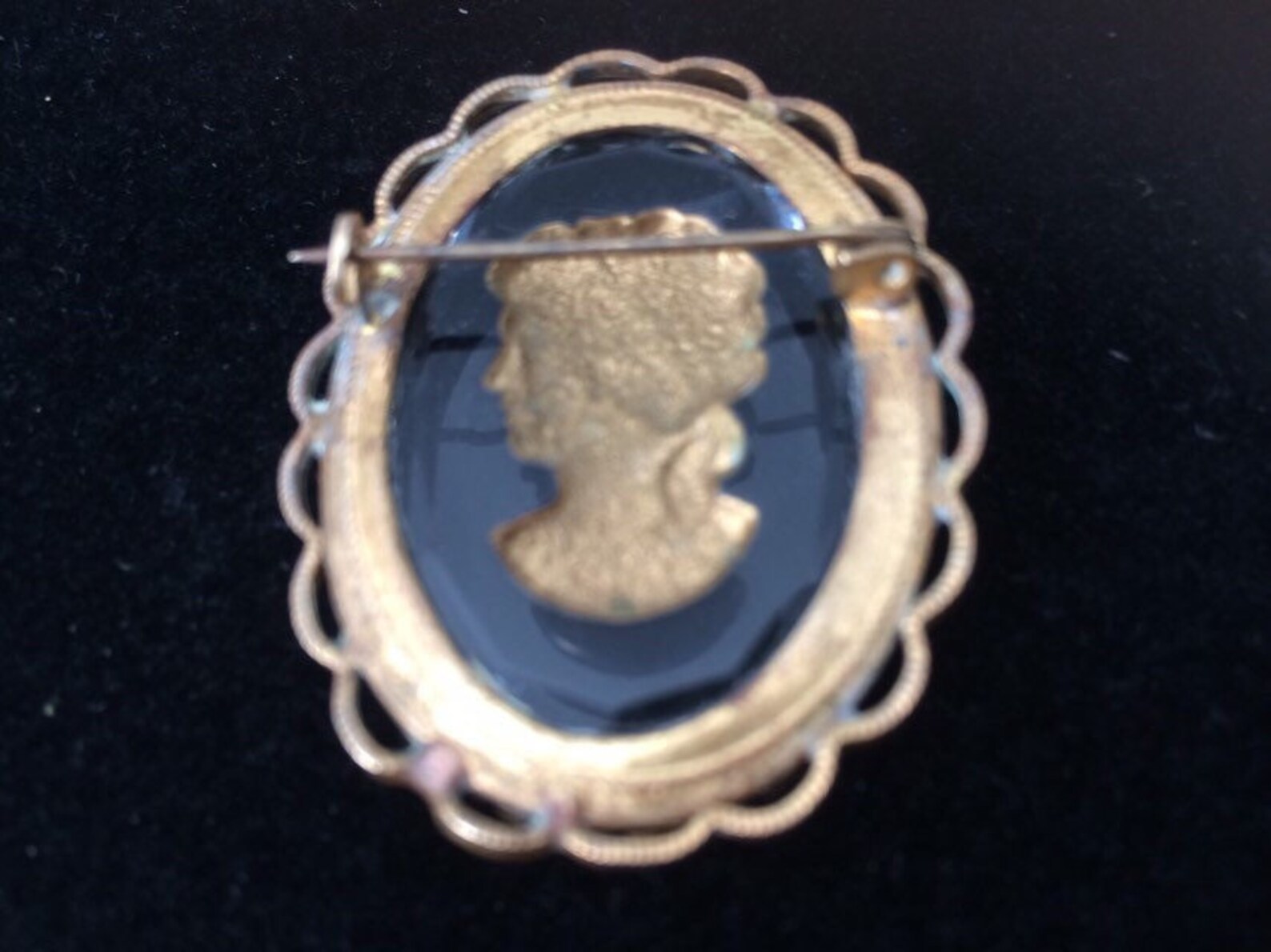 Vintage Intaglio Cameo Glass Brooch Etsy