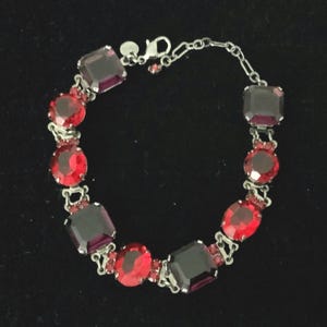 Deep Red And Deep Purple Late Vintage Panel Bracelet. Signed M&S