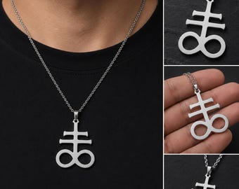 Leviathan Cross Stainless Steel Necklace | Gothic Occult Pendant | Alchemy Symbol | Unisex Alternative Jewelry
