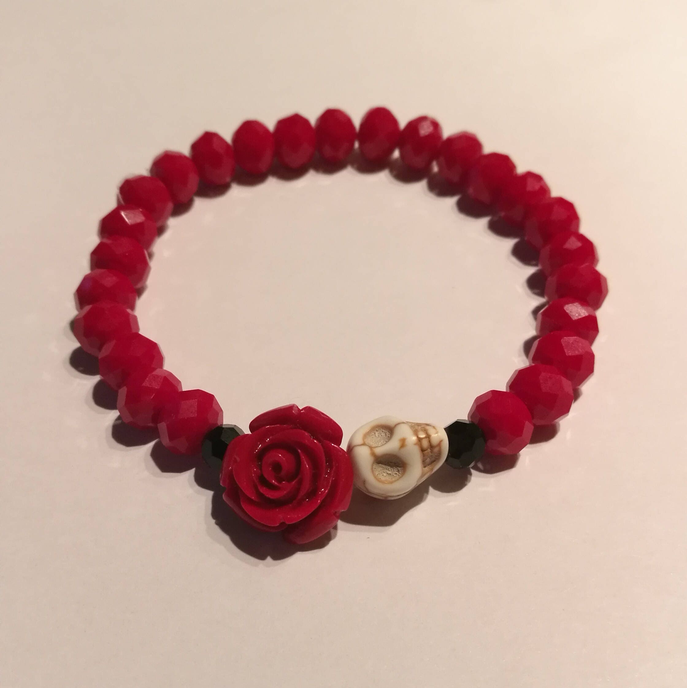 Skull & rose bracelet | Etsy