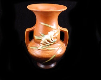 Items Similar To Vintage Roseville Freesia Brown Rust Floral