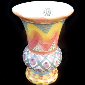 Mackenzie Childs Hand Painted Keukenhof 7” Vase 1983