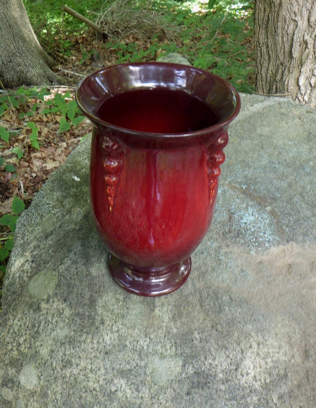 Roseville Pottery Topeo Dark Red Vase 6608 Etsy