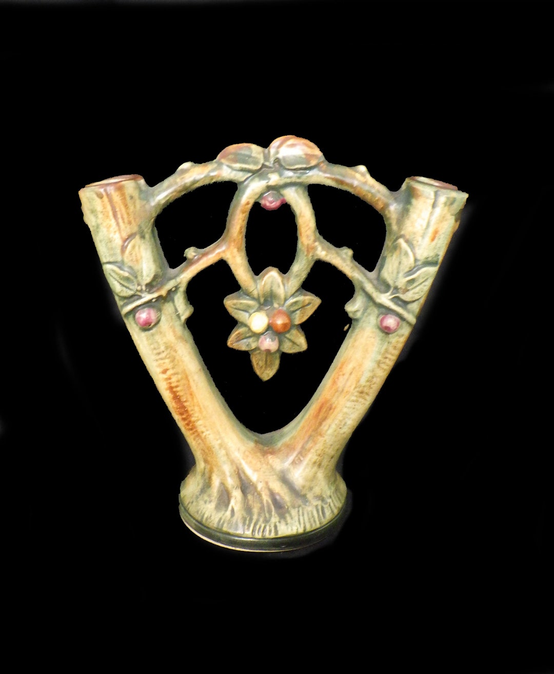 Weller Pottery Woodcraft 1920s Red Apple Bud Vase Etsy