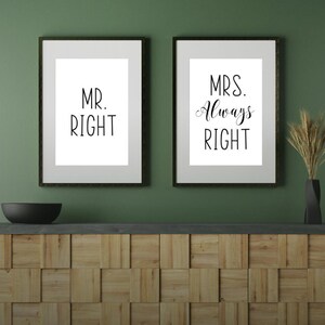 Printable Art-Mr. Right, Mrs. Always Right Print
