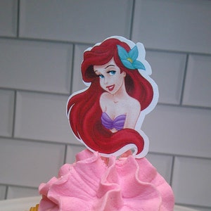 Princess birthday cupcake toppers , The Little Mermaid Birthday party themed , Birthday cupcake picks, Princess Birthday cupcake toppers