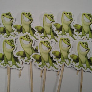 Set of  24 Tiana FROG cupcake picks, Princess Themed cupcake toppers, Frog cupcake picks, Princess Tiana themed party cupcake decorations