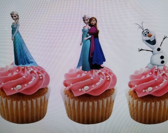 Anna , Elsa, Olaf, Frozen  birthday, Frozen cupcake picks, Frozen cupcake toppers, Double sided Cupcake Toppers