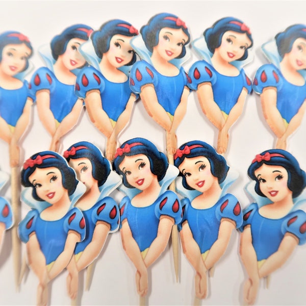 Snow White  cupcake picks, cupcake toppers, Double sided Cupcake Toppers