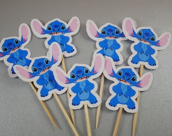 Stitch Cupcake Toppers, Stitch Cupcake picks, Baby shower cupcake picks, Baby shower decoration, Baby Shower supplies, Birthday cupcake pick