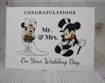 Congratulations Wedding pop up card, Mickey and Minnie Wedding card pop up