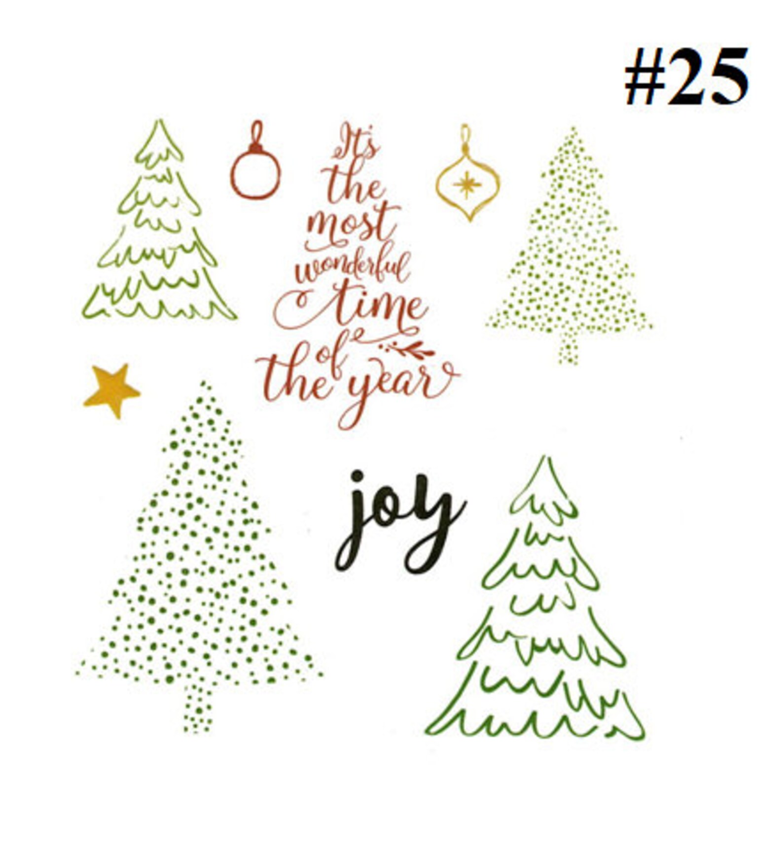 Set of Christmas Acrylic Stamp Clear Stamps Set Scrapbooking Etsy