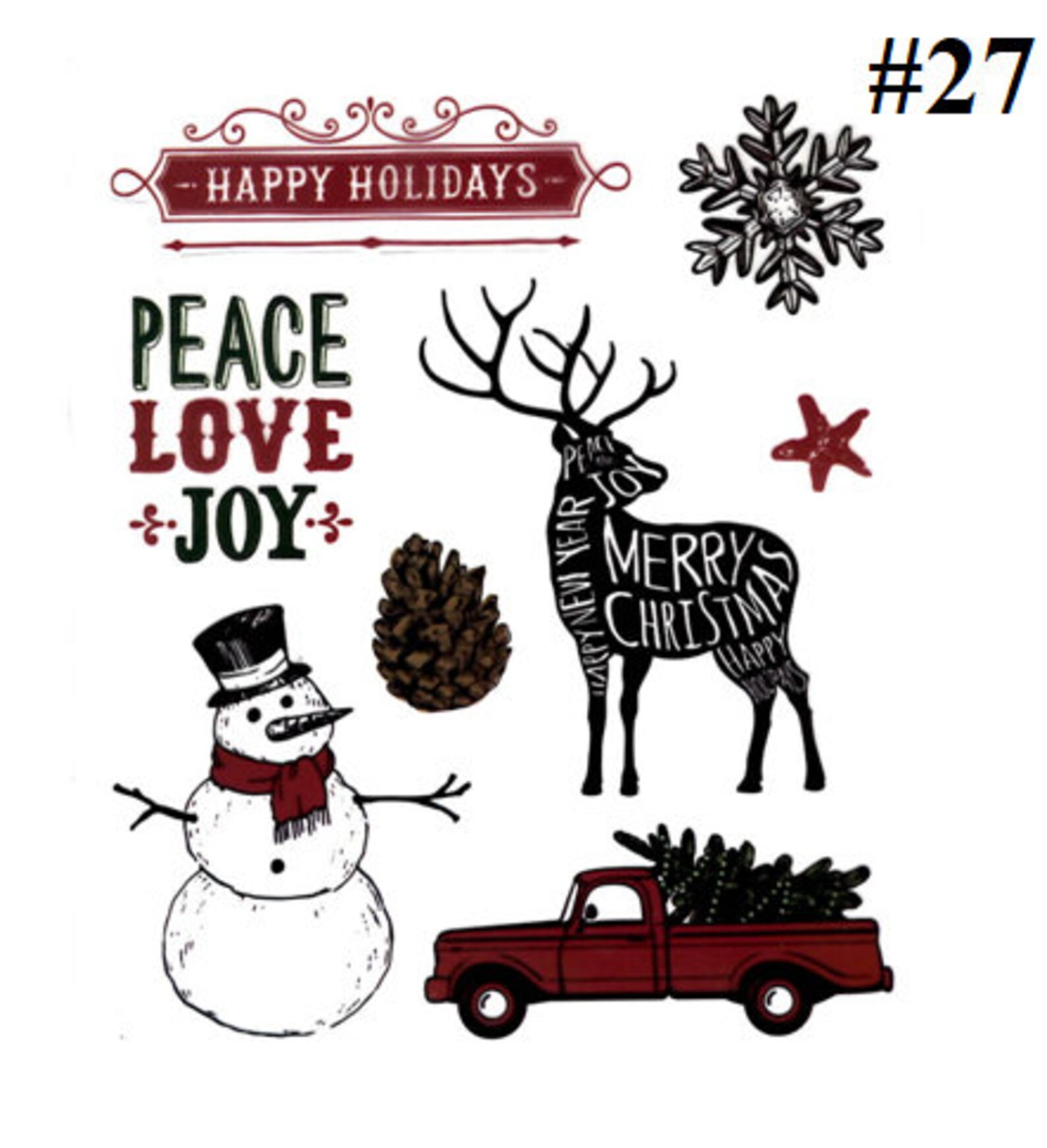 Set of Christmas Acrylic Stamp Clear Stamps Set Scrapbooking Etsy