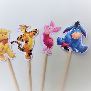 12 pc  Winnie the Pooh  cupcake picks, Birthday cupcake picks, Winnie Baby shower cupcake toppers