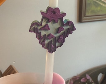 Cute Ghost with cowboy hat and cow print Stanley straw topper