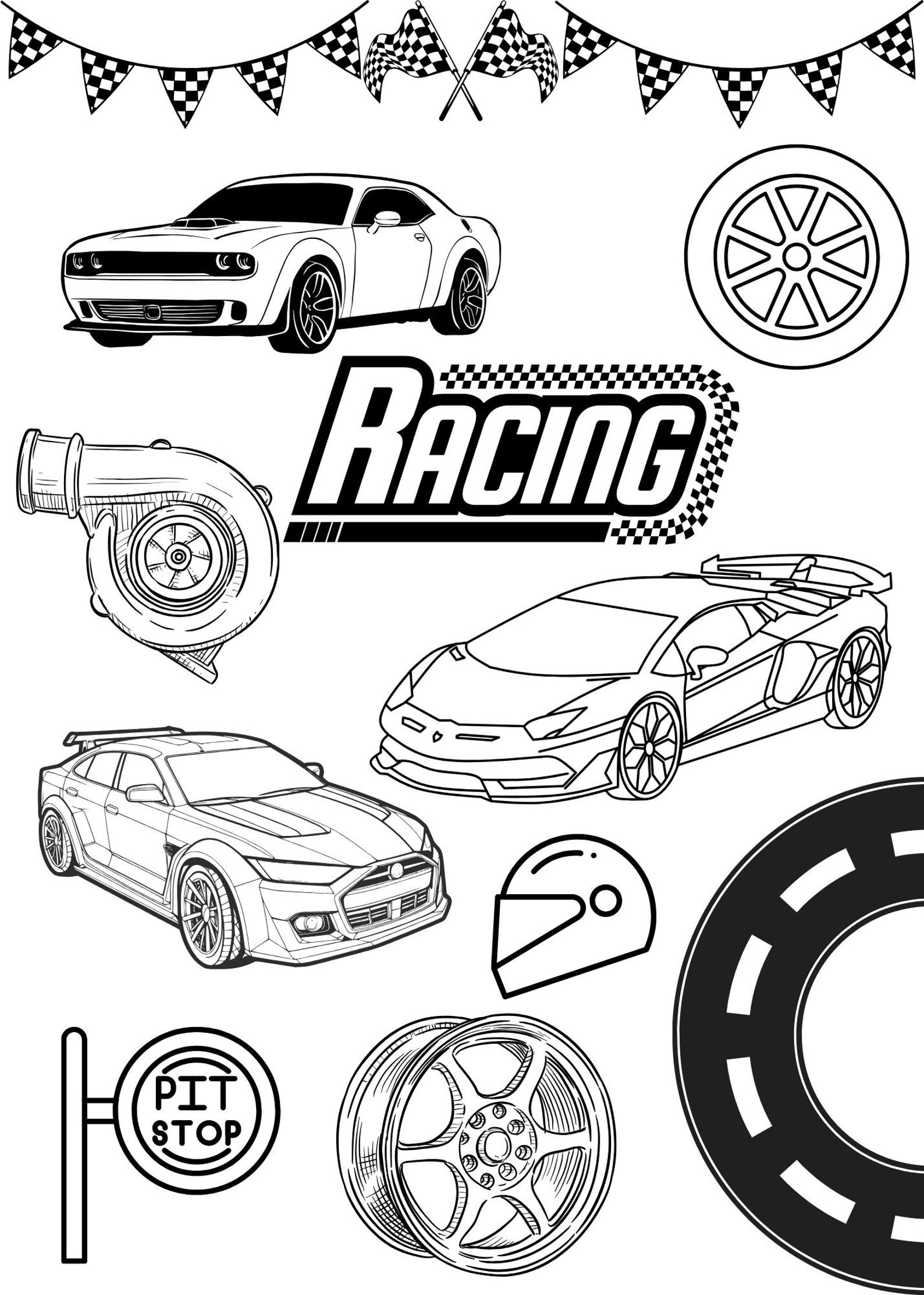 Racing Coloring Page - Etsy