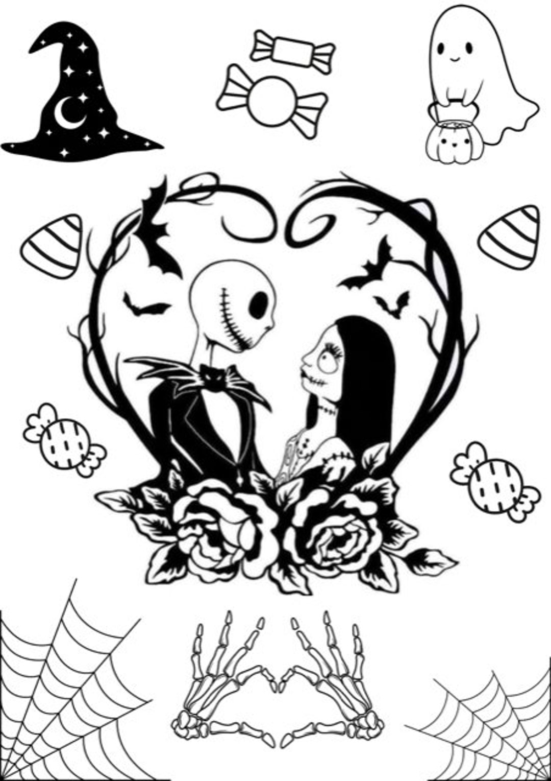 Nightmare Before Christmas Jack And Sally Coloring Pages
