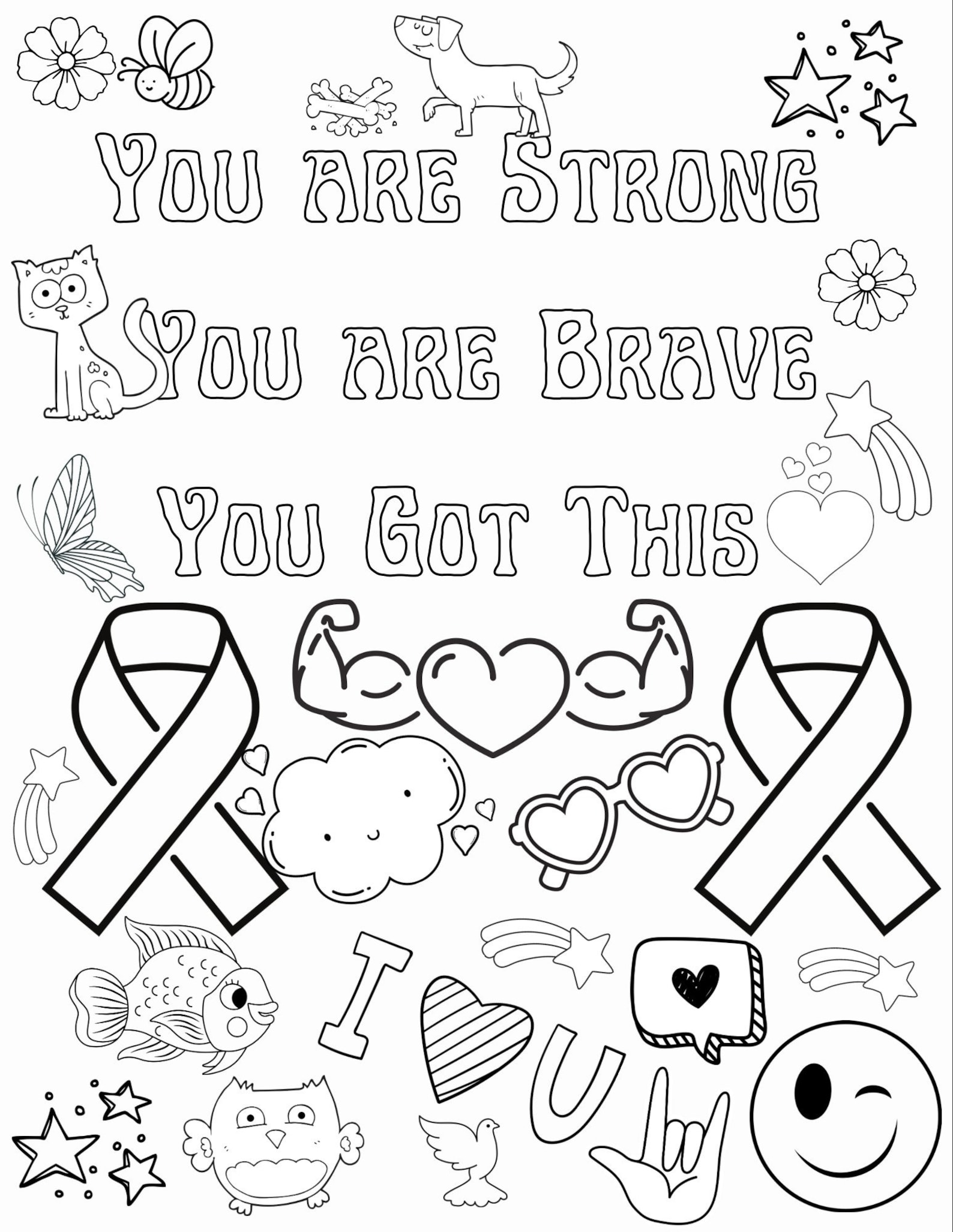 Fight Cancer Coloring Page - Etsy