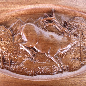 Rectangular Carved Elk Cribbage Board image 6