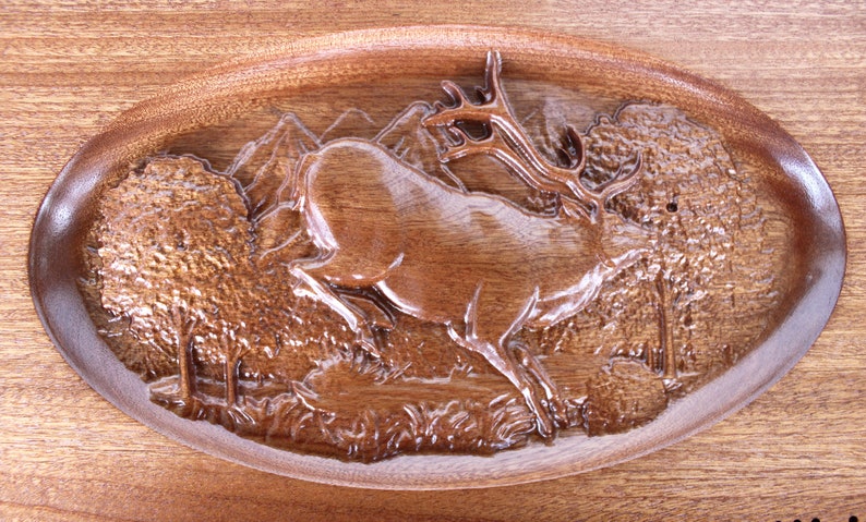 Rectangular Carved Elk Cribbage Board image 6