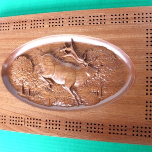 Rectangular Carved Elk Cribbage Board image 3