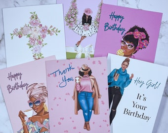 Assorted African American Greeting Card Set of 12 - Blank Cards