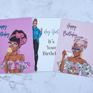 African American Birthday Cards - Card Set - Black Women Greeting Cards