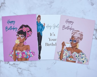 African American Birthday Cards - Card Set - Black Women Greeting Cards