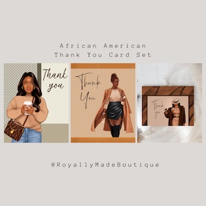 Black Girl Thank You - Set of 4 - African American Woman - Greeting Cards